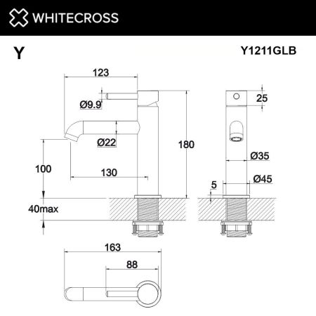 Смеситель для умывальника WHITECROSS Y Y1211GLB (брашированное золото), артикул Y1211GLB