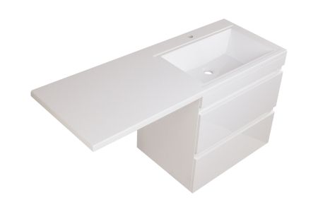 Тумба подвесная "Даллас 130", Люкс белая, PLUS, ЭМАЛЬ, артикул СС-00002352