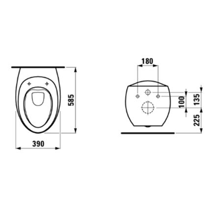 Laufen Alessi One Унитаз подвесной 585х390х355мм, безободковый, с покр. LLC, цвет: белый, артикул 8.2097.1.400.000.1