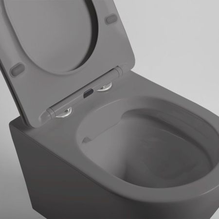 Унитаз подвесной Globo VT1-14SMA безободковый, цвет антрацит мат., ультратонкое сиденье soft-close, артикул VT1-14SMA