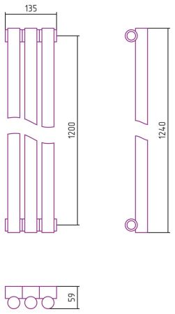 Отопительный радиатор ЭСТЕТ-1 н/ж 1200х135 / 3 сек (ЗОЛОТО), артикул 03-0301-1203