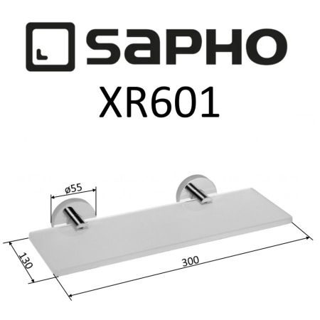 Полка X-ROUND стеклянная 300x130 мм, с хромированными держателями, Sapho