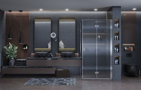 Душевой уголок Ambassador Diamond 12011106R-ST8, квадратный, линейный трап, 100х100