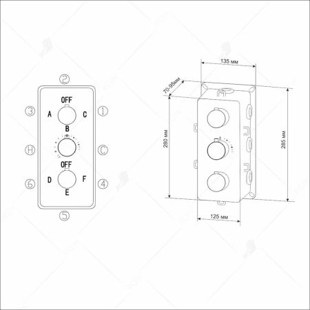 Встраиваемый термосмеситель RGW SP-41 (Хром, квадратные), артикул 21140541-31