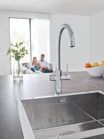 Смеситель для кухни GROHE Blue Home, с функциями фильтрации, охлаждения и газирования воды, хром, (31455000)