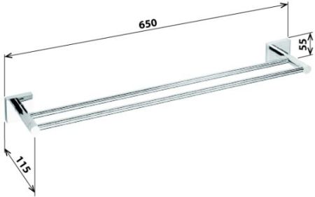 Полотенцедержатель Beta двойной  655x55x110мм, хром, артикул 132104052