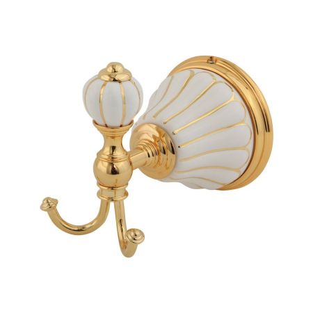 OLIVIA Крючок, керамика белая с золотым декором, золото, артикул 17523