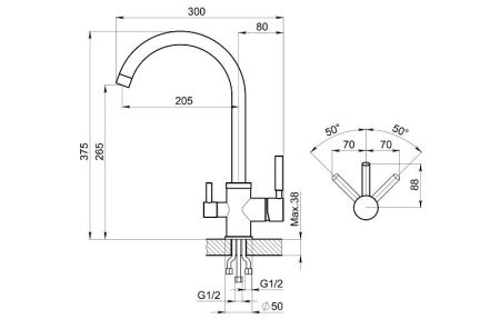 Смеситель для кухни GRANULA (2168, ПЕСОК), артикул 2168, ПЕСОК