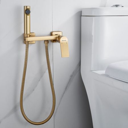 Гигиенический душ со смесителем Shevanik S4105G-1, золотой сатин