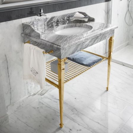 3SC  Консоль Regale 95х60хh77см, с 1 раковиной, сифоном, полкой и полотенцедердателями,цвет: золото 24к. Lucido, артикул RE3090-1GD