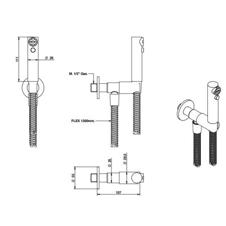 Bongio SET DOCCIA Гигиенический душ, цвет золото