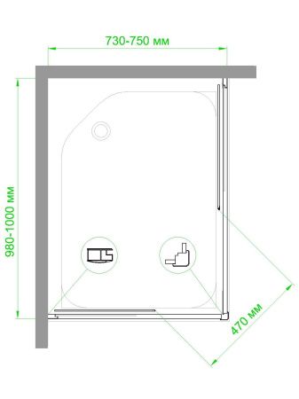Душевой уголок RB HPD-T 75х100х185 (прозрачное)