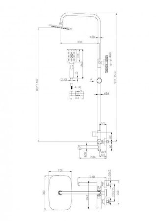Душевая стойка со смесителем для ванны BELBAGNO ACQUA-VSCM, артикул ACQUA-VSCM-CRM