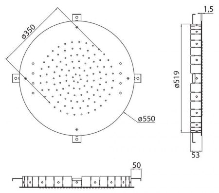 Верхний душ встраваемый CEZARES CZR-SDRH1-50, артикул CZR-SDRH1-50-03