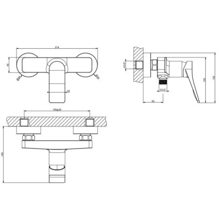 GESSI Rilievo Смеситель для душа, настенный на 2 отв., цвет: хром
