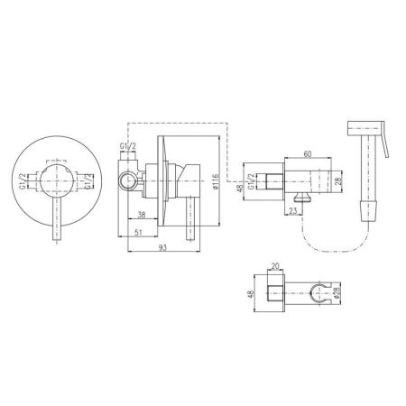 Гигиенический душ со смесителем Rav Slezak Seina SE942, хром, артикул SE942