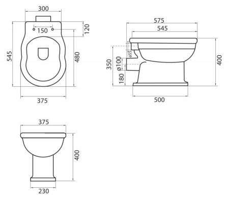 Чаша приставного унитаза BelBagno BOHEME BB115CB
