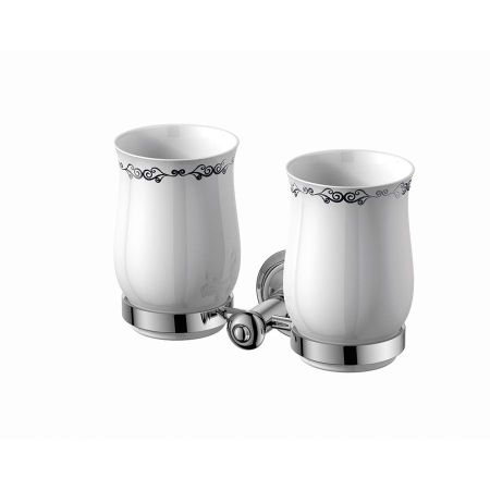 Подстаканник ASTOR двойной керамический для зубных щёток с держателем, хром, Sapho