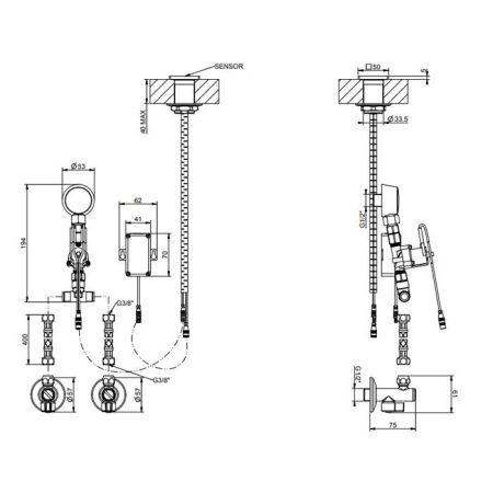 GESSI RILIEVO Электронное удаленное управление для излива с кран-фильтром для регулировки температуры и напора воды, цвет хром