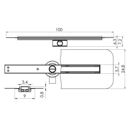 Душевой трап NEW TRENDY VIMO SLIM BLACK 100 см OL-0055 (черный мат), артикул OL-0055