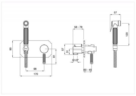 Смеситель с гигиеническим душем CEZARES OLIMP-DIF