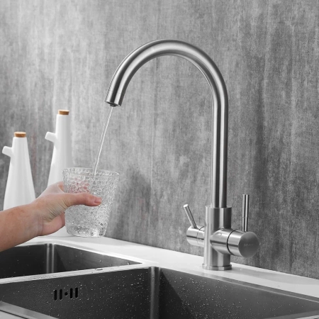 Смеситель для кухни с подключением фильтра Shevanik S168B, сатин