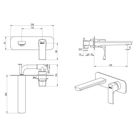 Смеситель Lemark Ursus для раковины встраиваемый (LM7226BG), артикул LM7226BG