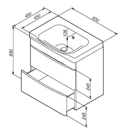 M80FHX0652WG Like, База под раковину, подвесная, 65 см, 2 ящика, белый, глянцевая, шт, артикул M80FHX0652WG