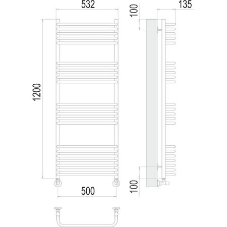 Полотенцесушитель водяной Terminus Стандарт П22 50х120, артикул 4670078529817