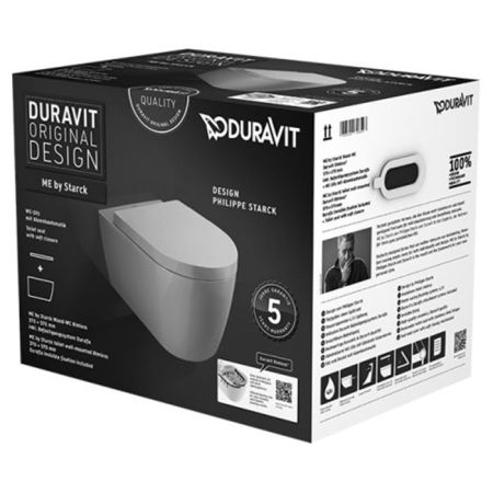 Duravit Me by Starck Комплект: подвесной унитаз Rimless 2529090000 + сиденье с мягким закрыванием 002009 ЦЕНА), артикул 45290900A1 (252909+002009)
