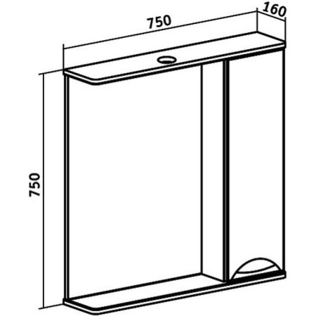 Зеркало со шкафом Runo Барселона 75 R 4620750023379 с подсветкой Белое