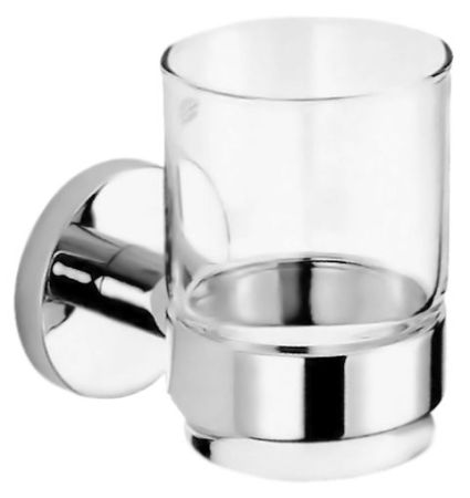 Стакан Nofer Brass 16356.B хром, глянцевый/прозрачное стекло, артикул 16356.B
