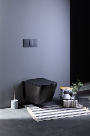 Унитаз подвесной Aquanet Rimless Tavr-W BL-103N-WHT black черный матовый