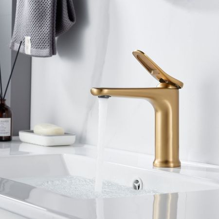 Смеситель для раковины Shevanik S4701G, золотой сатин, артикул S4701G