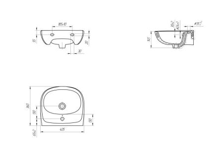 Раковина подвесная MITO MARKET 40 1 отв. (S-UM-MIM40/1-w), артикул S-UM-MIM40/1-w