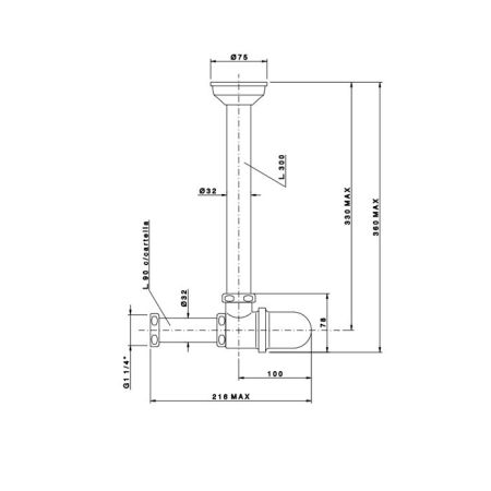 NICOLAZZI Сифон для раковины, без донного клапана, цвет Gold brass