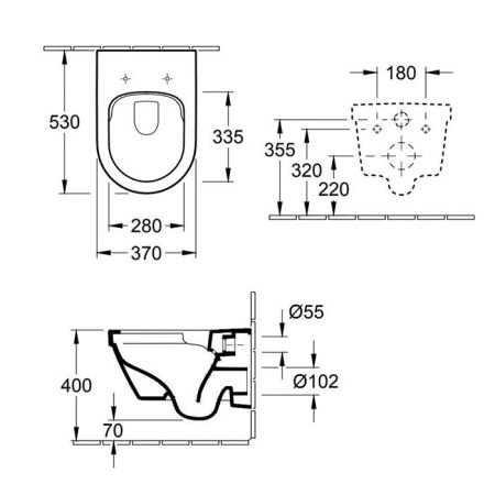 Villeroy&Boch Architectura Комплект Унитаз-подвесной 370*530*330мм+ сиденье с функцией QuickRelease, Softclose,  цвет альпийский белый, артикул 4694HR01