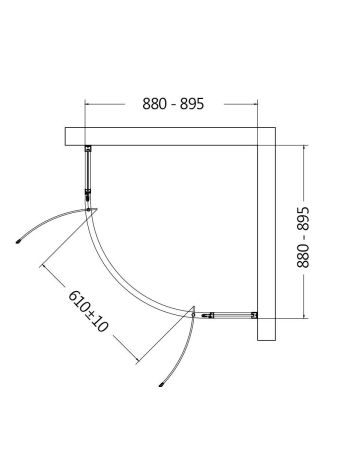 Душевой уголок 900*900*1950мм., стекло 6мм, цвет профиля матовый черный., артикул AQM7101-2-9