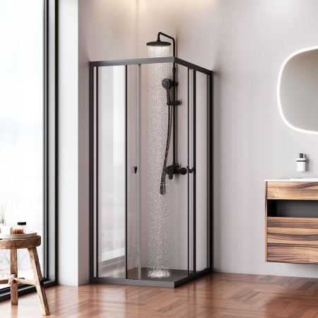 W87G-403-10080-BT Sunny душ огражд прямоугольн, раздвижн двери 100x80 черный,стекло прозрачн