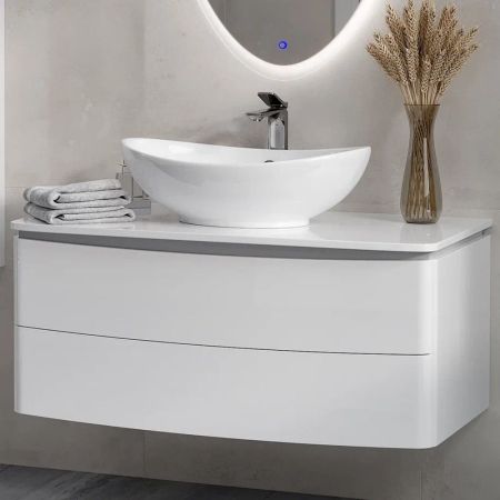 Тумба с раковиной подвесная Velvex Luna tp.LUN.100.2Y, 100 см, артикул tp-LUN-100-2Y-com