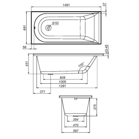 W72A-150-070W-R2 каркас для ванны spirit 150х70, артикул W72A-150-070W-R2