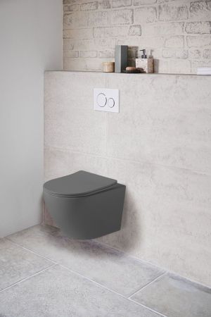 Унитаз подвесной Globo VT1-14SMA безободковый, цвет антрацит мат., ультратонкое сиденье soft-close, артикул VT1-14SMA