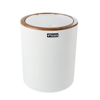 Ведро для мусора FIXSEN WHITE BOOM FX-412-6, белый/коричневый