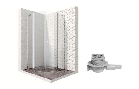 Душевой уголок Ambassador Nord 13011101-MA1, полукруглый, точечный трап, 90х90, артикул 13011101-MA1