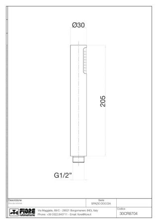 Fiore Shower, 1-режимный круглый ручной душ из ABS, цвет хром, артикул 30CR8704