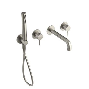 Oioli Micro, встраиваемый в стену смеситель для ванны (излив 22.1 см), без вн/ч OIPIVA35002E, цвет брашированный никель C54