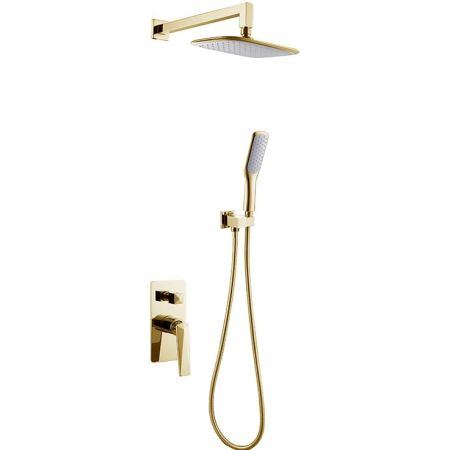 Смеситель встроенный + верхний душ + ручной душ ЗОЛОТО, артикул 384