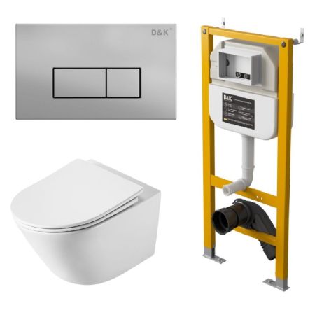 Комплект DQ унитаз DT1476516, инсталляция DI8050127, клавиша смыва DB1499002 (DS1471607), артикул DS1471607