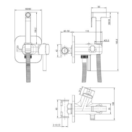 Смеситель Lemark Solo с гигиеническим душем, встраиваемый (LM7173C), артикул LM7173C