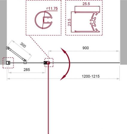 ДУШЕВАЯ ШТОРКА НА ВАННУ BELBAGNO UNO-V-11, артикул UNO-V-11-100/150-C-NERO